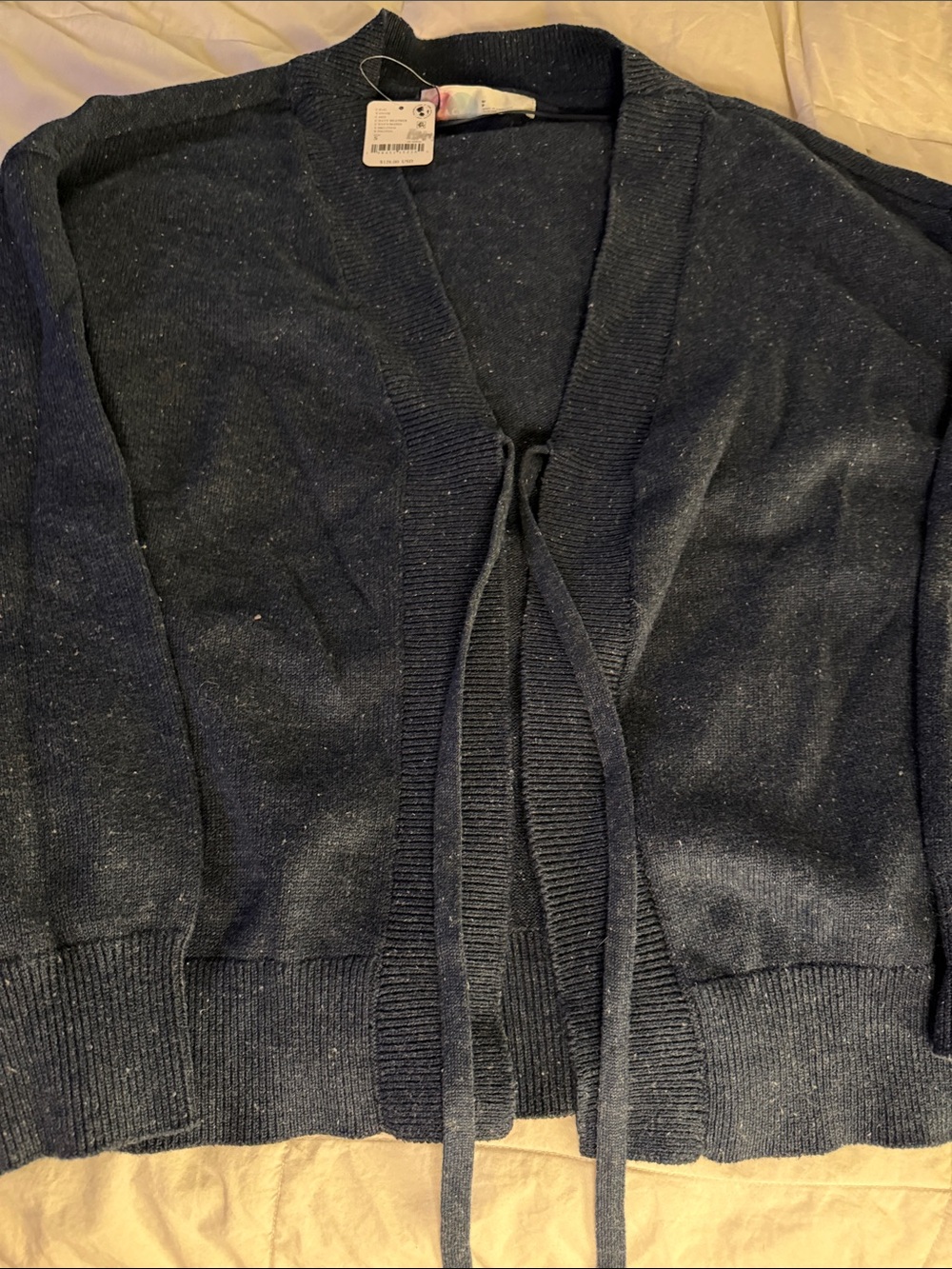 Free People Navy Heather Tie-Front Sweater Cardigan